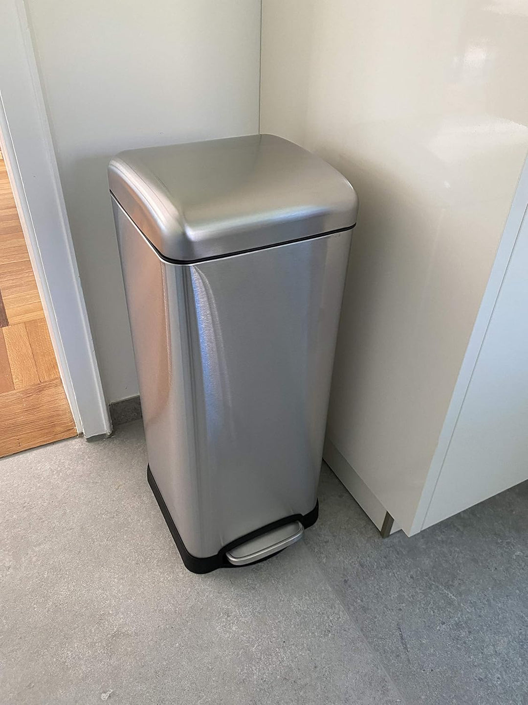 ADOB Treteimer Pedal Abfalleimer Abfallbehälter rechteckig mit 30 Liter Fassungsvermögen aus gebürst