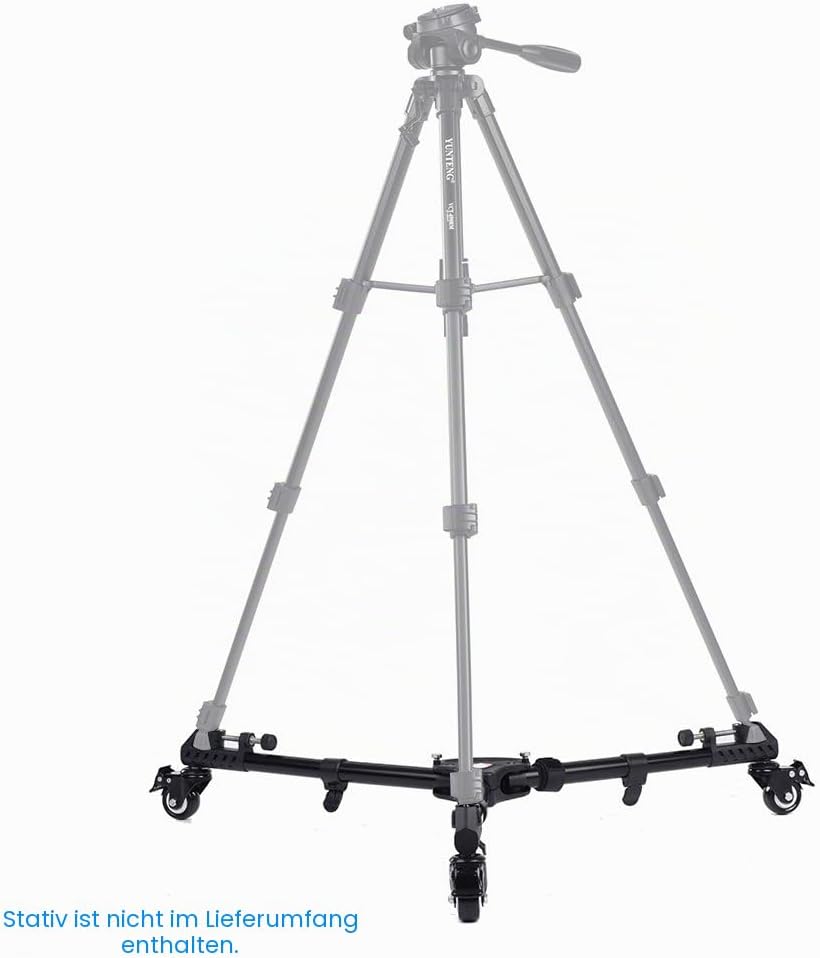RGBS Photography Professional Heavy Duty Universal Folding Tripod Dolly with Rubber Wheels and Adjus