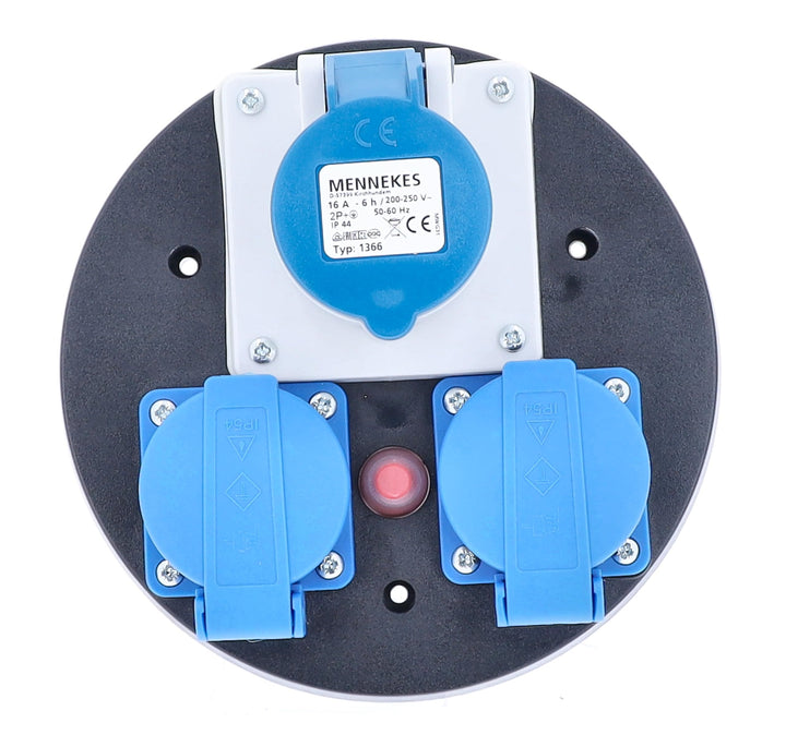 as - Schwabe as 10976 CEE Steckdoseneinsatz 230 V, 3-Fach, IP44, mit blauen Klappdeckeln &amp; Thermosch