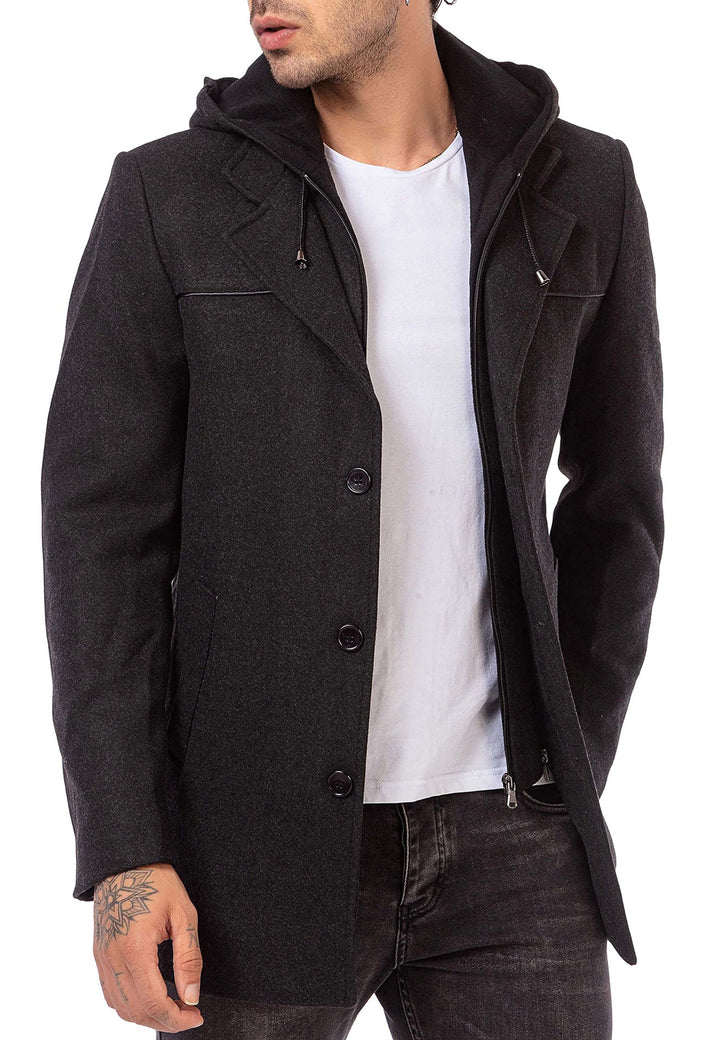 Redbridge Herren Mantel Trenchcoat Kapuzenjacke Elegant lange Jacke Hooded XXL Anthrazit, XXL Anthra