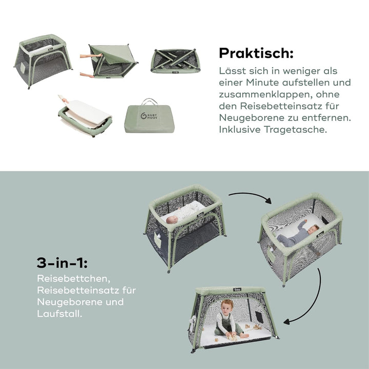 Babymoov Moov & Comfy 3-in-1 Reisebett für Babys und Kleinkinder - bis 20kg, mit zwei Ebenen, Beiste