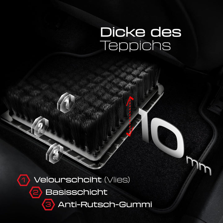 M MOTOS Velours Premium fussmatten Auto kompatibel mit Suzuki SX4 S-Cross ab 2013 - Premium, Matt, W