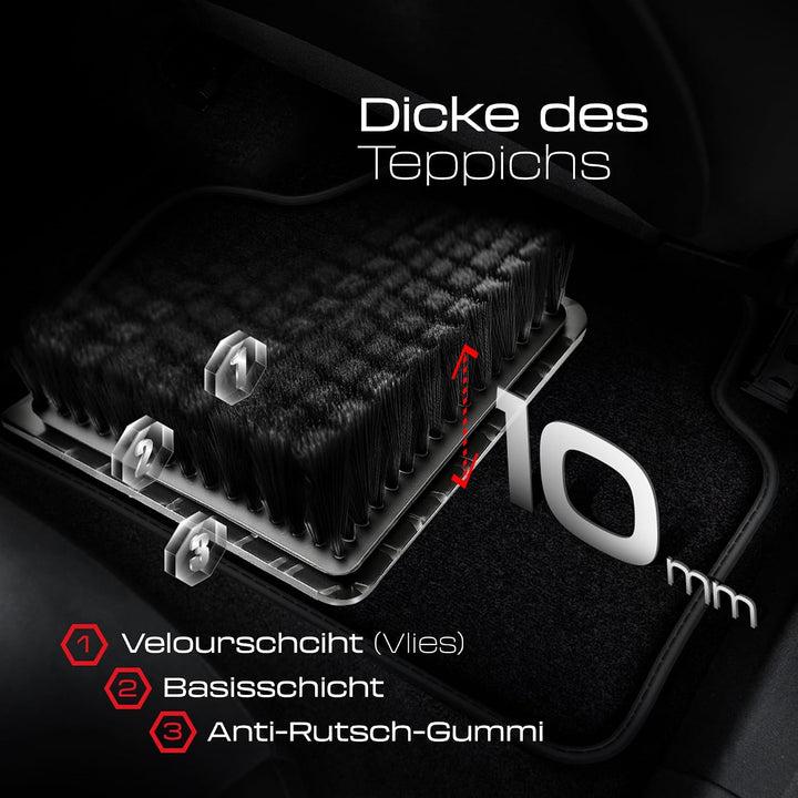 M MOTOS Velours Premium fussmatten Auto kompatibel mit BMW X3 F25 2011-2017 - Premium, Matt, Weiss f