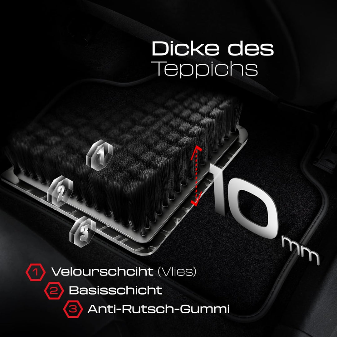 M MOTOS Velours Premium fussmatten Auto kompatibel mit Volkswagen Golf VII ab 2012 - Premium, Matt,