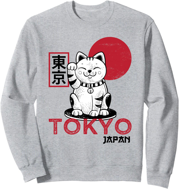 Maneki Neko Lucky Cat winkender Arm Kawaii Anime Japan Tokyo Sweatshirt