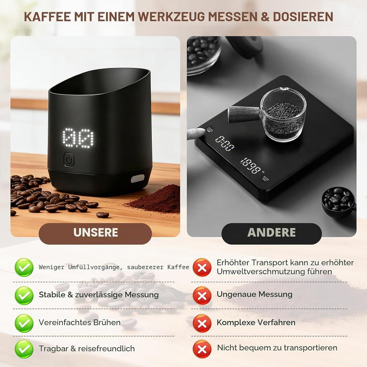 Digitale Kaffeewage mit LED-Display, Digital Kaffeewaage för Espresso & Pour-Over, Digitale Dosierme