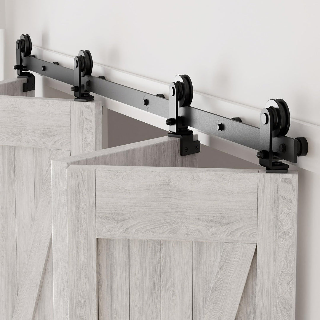 305cm/10FT Bifold Schiebetürbeschlag Schiebetüren Schiebetürsystem Komplettset Laufschiene Rollen Se