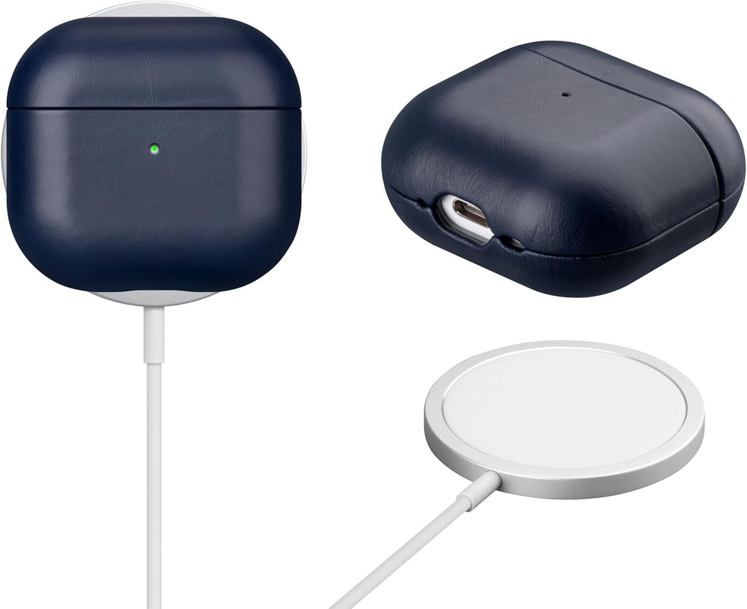 Maogoam für AirPods 4. Generation Case Leder, Echtes Crystal Oil Wax Rindsleder Case Cover für Apple