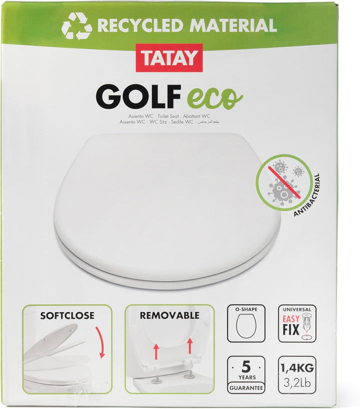 TATAY Toilettendeckel mit Absenkautomatik Universal | Schnellverschluss | Für ovale Toiletten | Recy