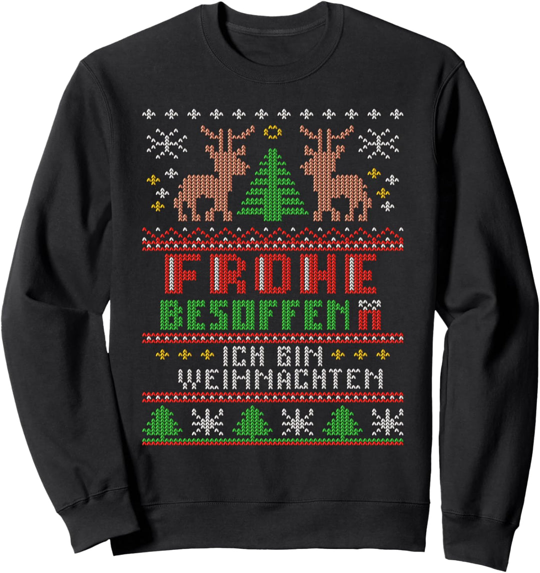 Lustiges Ugly Christmas Frohe Besoffen Ich Bin Weihnachten Sweatshirt