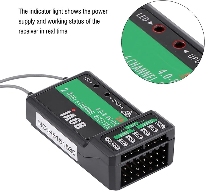 Dilwe RC-Empfänger, 2.4G 6CH RC-Empfänger PPM für FS-I6X FS-I6S I8 RC-Sender
