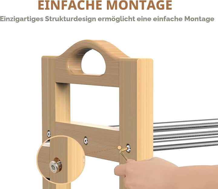 LEMIKKLE Schuhregal, 2-lagiges erweiterbares schuhschrank aus Holz, kleines Schuhregal schmal für En