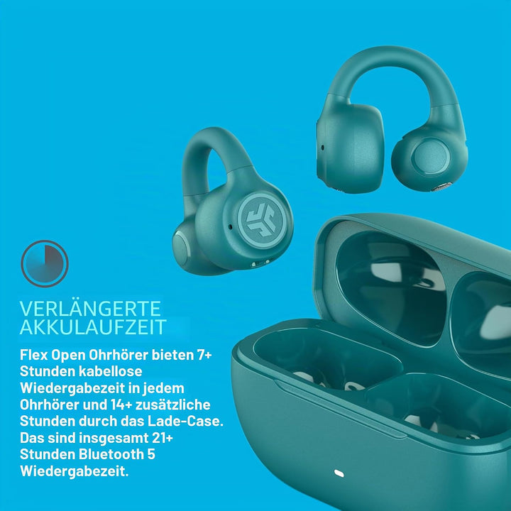 JLab Flex Open Ear Kopfhörer - Open Ear Earbuds, Manschetten-Design Clip-On-Kopfhörer, 21 Stunden Ak