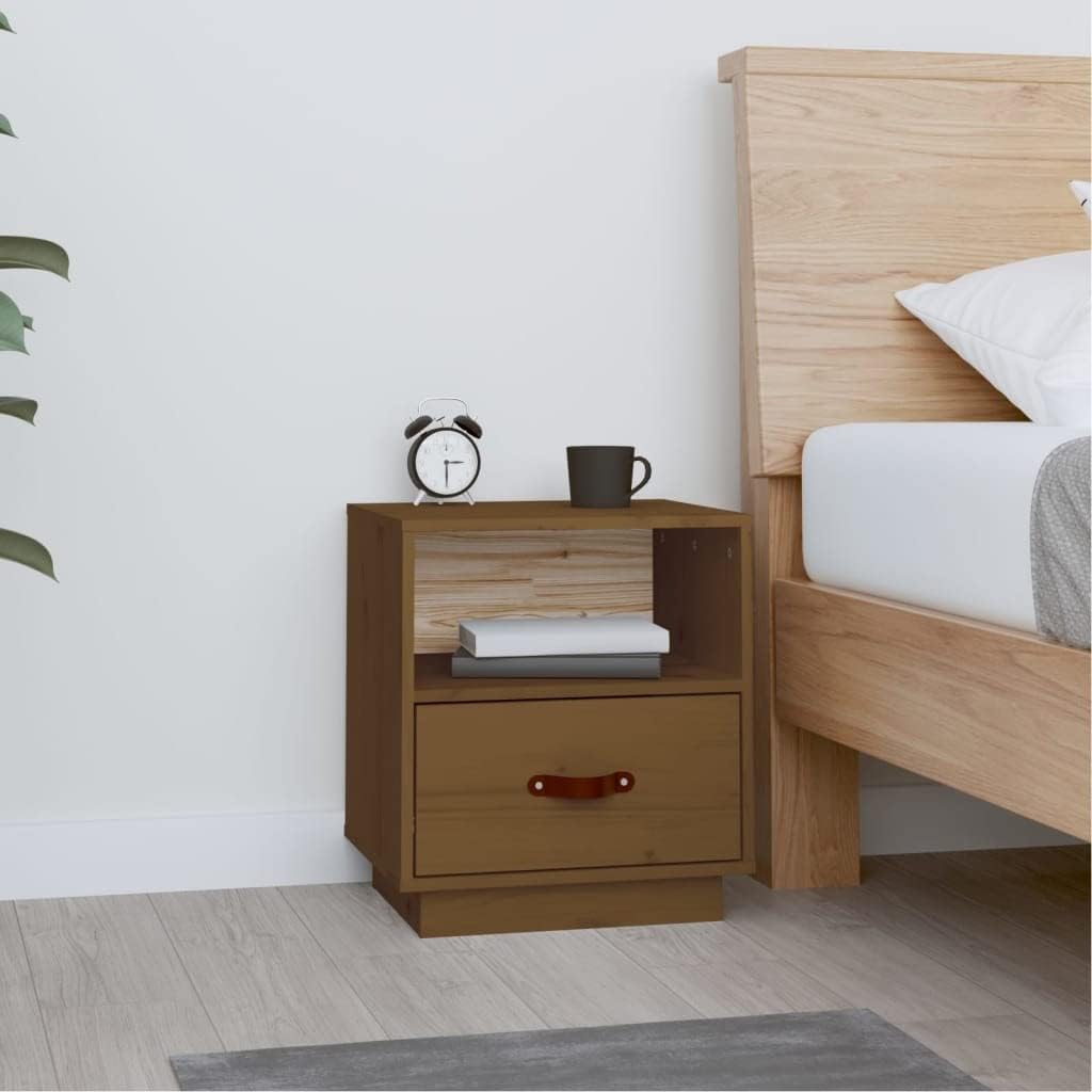 Bedside Table Nachtkonsole Beistelltisch mit Stauraum Night Stand Nachttisch Honigbraun 40x34x45 cm