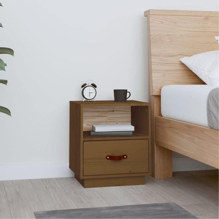 Bedside Table Nachtkonsole Beistelltisch mit Stauraum Night Stand Nachttisch Honigbraun 40x34x45 cm