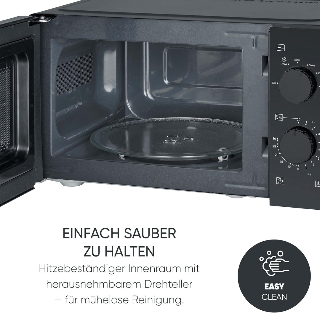 SEVERIN Mikrowelle Solo, zum Auftauen und Erhitzen, Mikrowellengerät mit Drehteller und 6 Leistungss