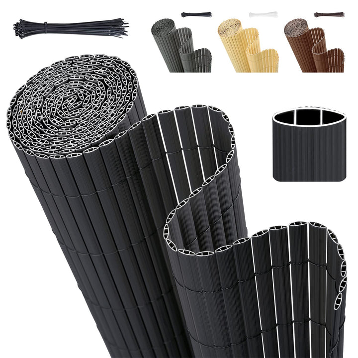 Sekey PVC Sichtschutzmatte 80x400cm Doppelte Verstärkung Innen, Balkon Sichtschutz mit Kabelbindern,