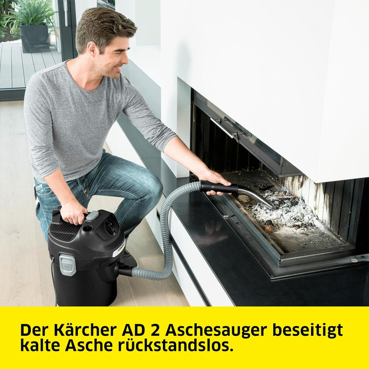 Kärcher AD 2 Aschesauger und Trockensauger (mit Filterreinigung, 14-Liter-Metallbehälter, Reinigung