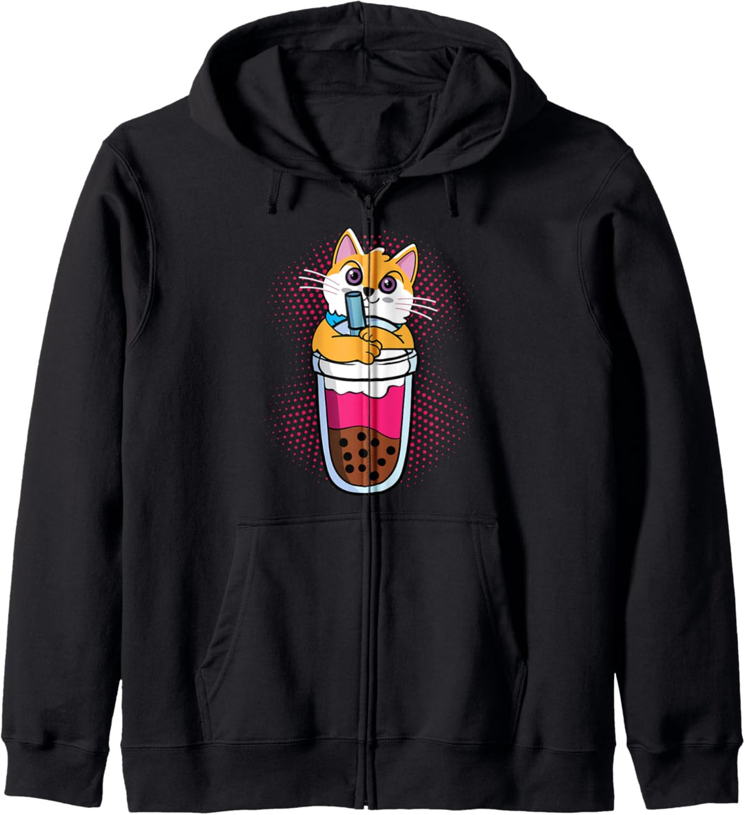 Cute Kawaii Bubble Tea Boba Milk Tea Anime Cat Kapuzenjacke