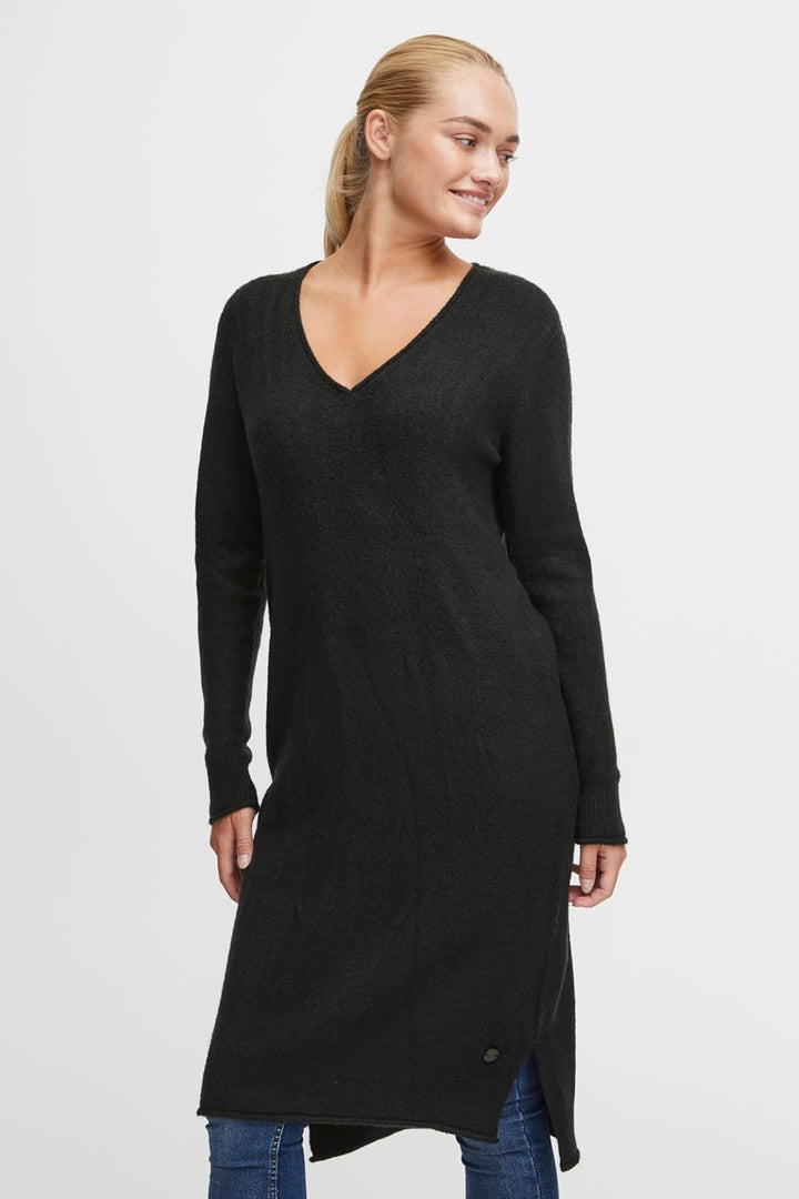 OXMO OXIda Damen Strickkleid Feinstrickkleid Kleid S Black (194007), S Black (194007)
