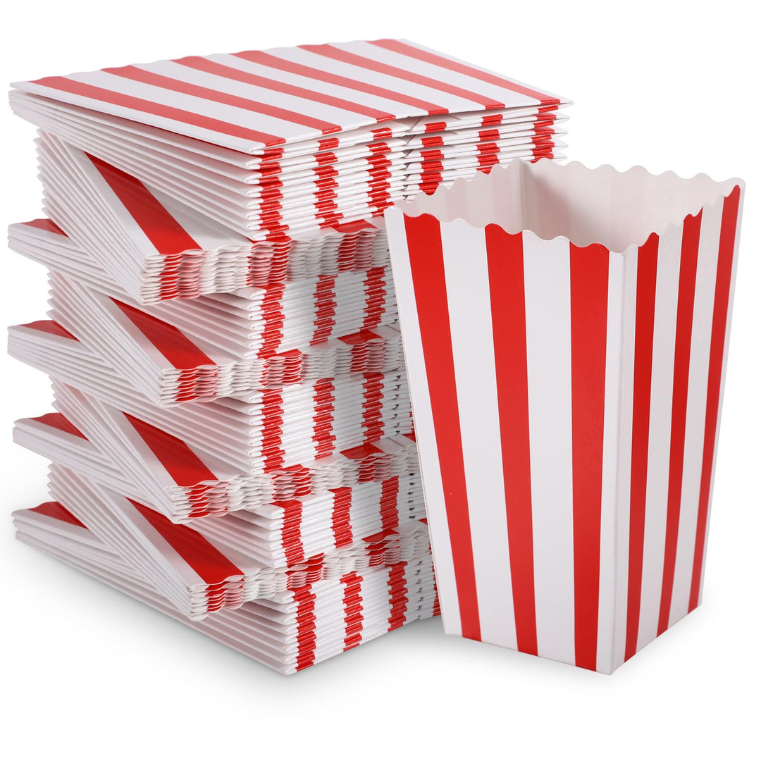 100 Stück Popcorn Tüten, 11,5x7x5 cm Popcorntüten Klein Popcorn Boxen Rot Weiss Snacktüten Süssigkei