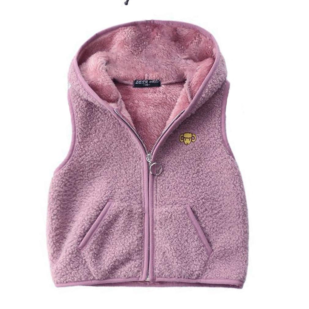Happy Cherry Jungen Mädchen Fleece-Weste Flauschig Atmungsaktive Outdoor 100 Viloet, 100 Viloet