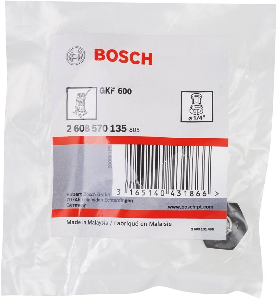 Bosch Professional 1x Spannzange (Ø 1/4'', für GFK 600 UK-Version, Zubehör für Kantenfräser) 65mm x