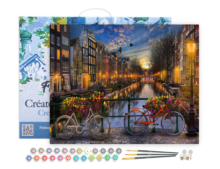 Figured'Art Malen Nach Zahlen Erwachsene Mit Rahmen Kanal Amsterdam - Paint by Numbers Basteln DIY B