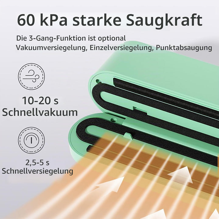 Mini Vakuumiergerät, Tragbar Vakuumierer für kontinuierliches Arbeiten mit hoher Geschwindigkeit, Fo