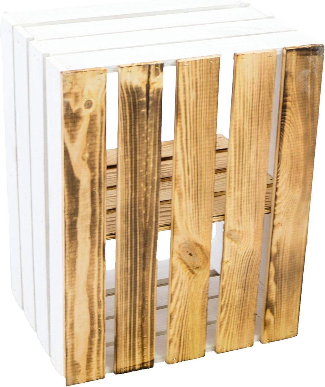 3er Set Holzkisten Paula weiss mit geflammten Boden ca. 50x40x30cm Johanna Aufbewahrungsbox Aufbewah