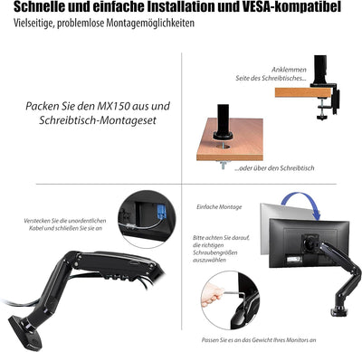 Invision Monitor Halterung für 17-27 Zoll Bildschirme, Monitor Arme, Bildschirmhalterung 1 Monitor,