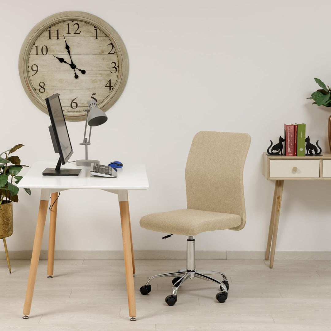 Baroni Home Bürostuhl aus Stoff, gepolsterter Bürostuhl 360° drehbar, Verstellbarer Höhe und ohne Ar