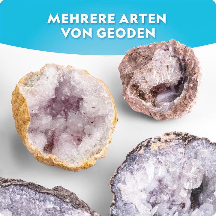 NATIONAL Geographic 10 Premium-Geoden zum Aufbrechen – Inkl. Schutzbrille &amp; Ständer – Mint-Experimen