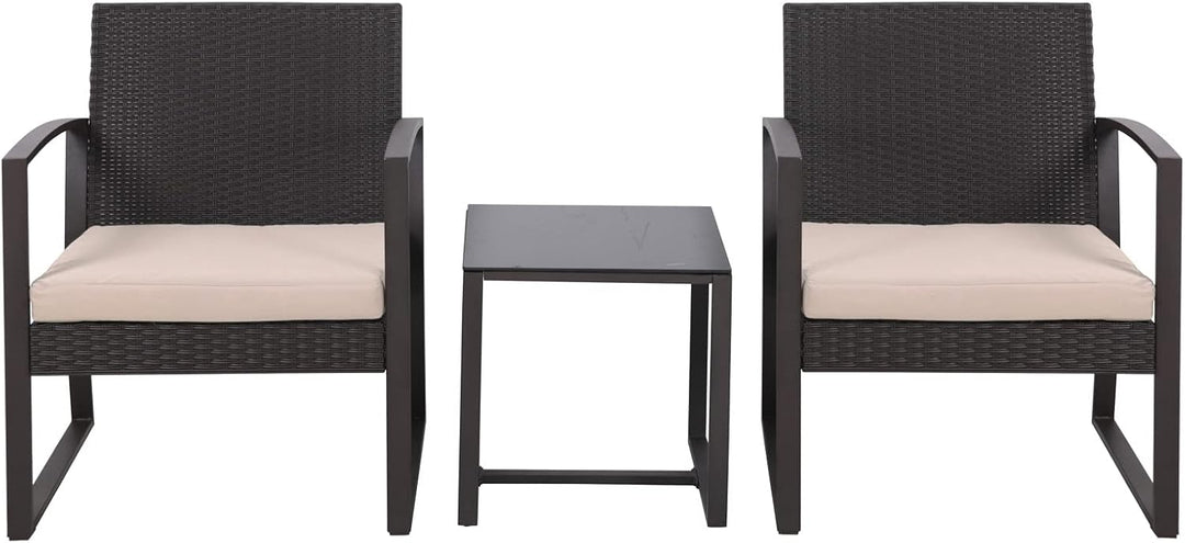 SVITA LOIS L Poly Rattan Sitzgruppe Gartenmöbel Metall-Garnitur Balkonmöbel Tisch Sessel (Schwarz)