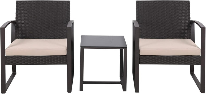 SVITA LOIS L Poly Rattan Sitzgruppe Gartenmöbel Metall-Garnitur Balkonmöbel Tisch Sessel (Schwarz)