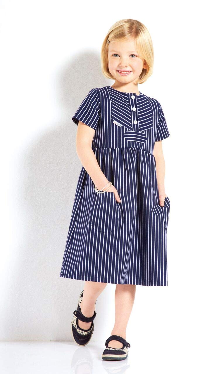 modAS Fischerkleid für Kinder breit gestreift klassischer Stil Grössen 74 Blau, 74 Blau