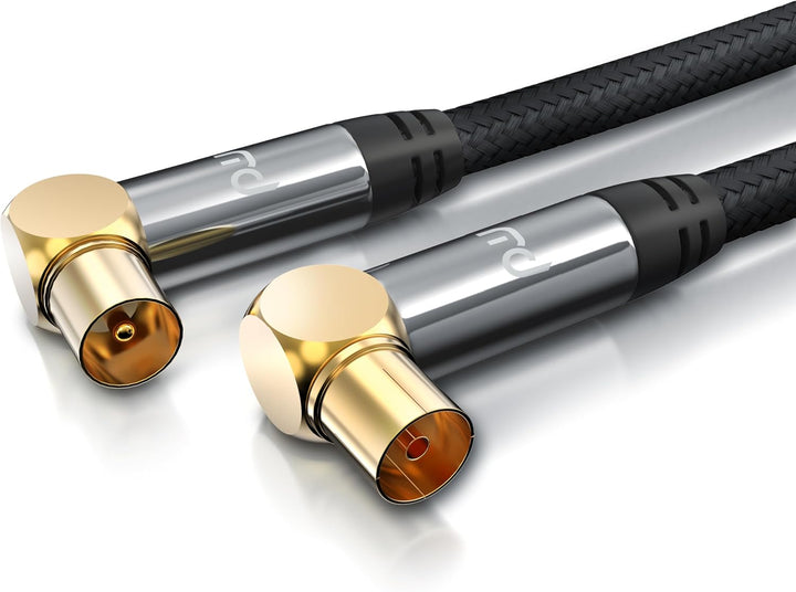 CSL -7,5m HDTV Antennenkabel mit Braiding, Antennenstecker (Winkel) zu Antennenkupplung (Winkel), 13