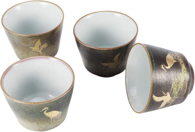 4 Stück Sake Schalen Japanisch Ceramic Mugs Retro Ofen gebackene Teetasse Set japanische Art Keramik