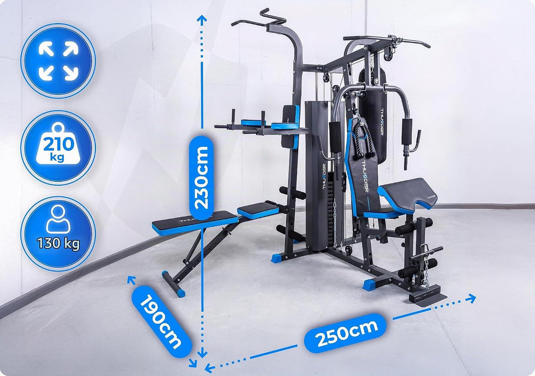 THUNDER Multifunktionale Kraftstation Home Gym Fitnessstation mit Kabelzug &amp; Muskelaufbau Training H