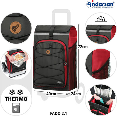 Andersen Einkaufstrolley Ersatztasche - 74 Liter - mit Kühlfach - Seiten- & Fronttasche - extra Inne