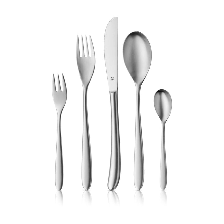 WMF Silk Edelstahl Besteck Set 6 Personen, Essbesteck Set 30 teilig, Monobloc-Messer, Cromargan Edel