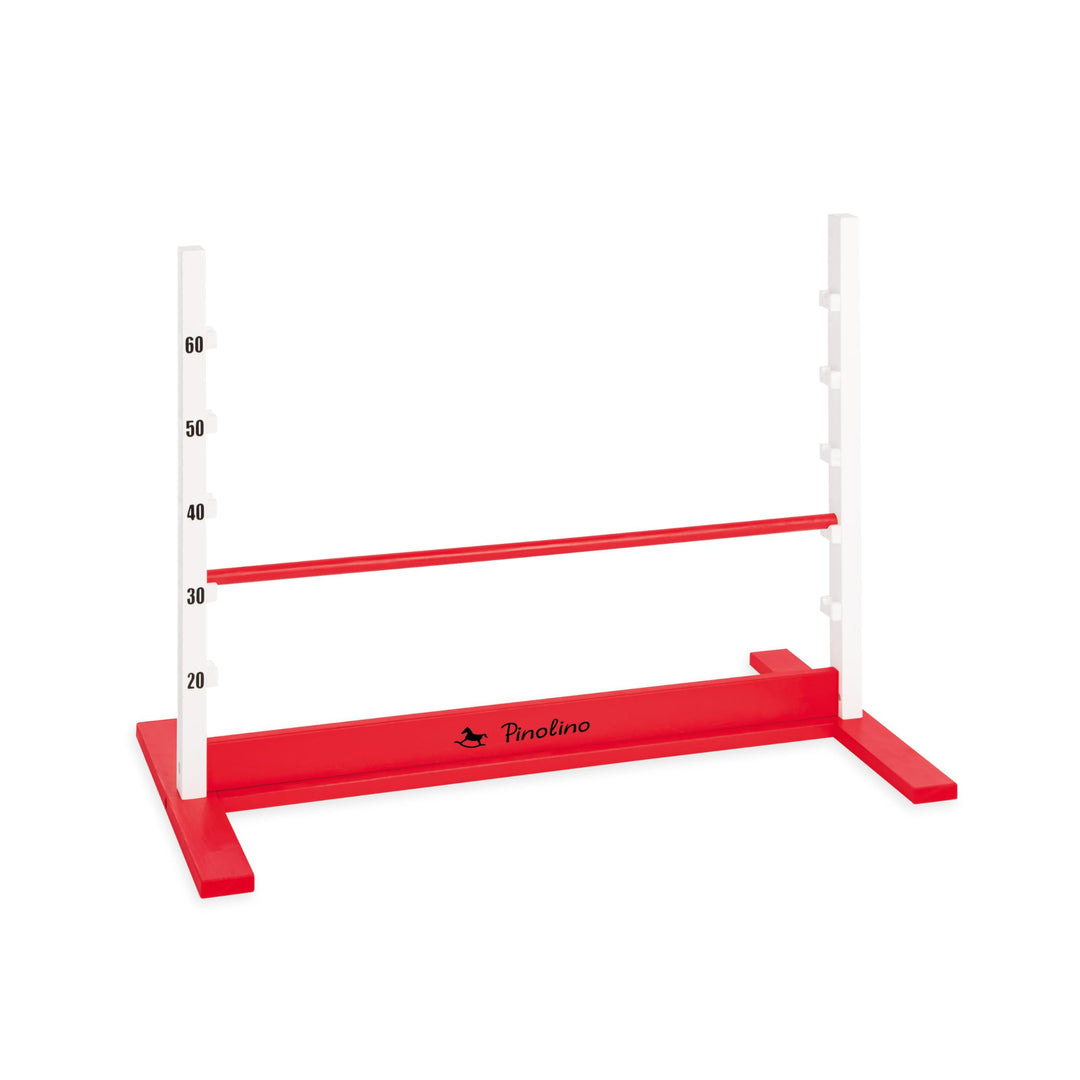 PINOLINO Hindernishürde Hoppe, Weiss/Rot, 1 Stück, Koordinationstraining – Ideal für Steckenpferd-Re
