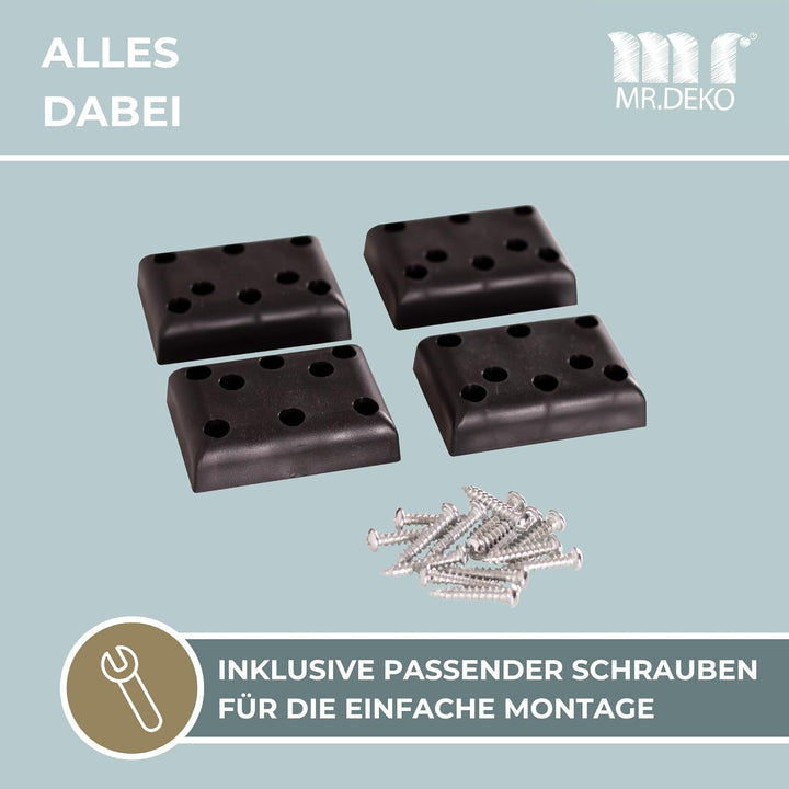 MR. DEKO® Strandkorb PE Gleiter 4er Set | Bodenabstandshalter Füsse für Möbel | Möbelfüsse Schraubba
