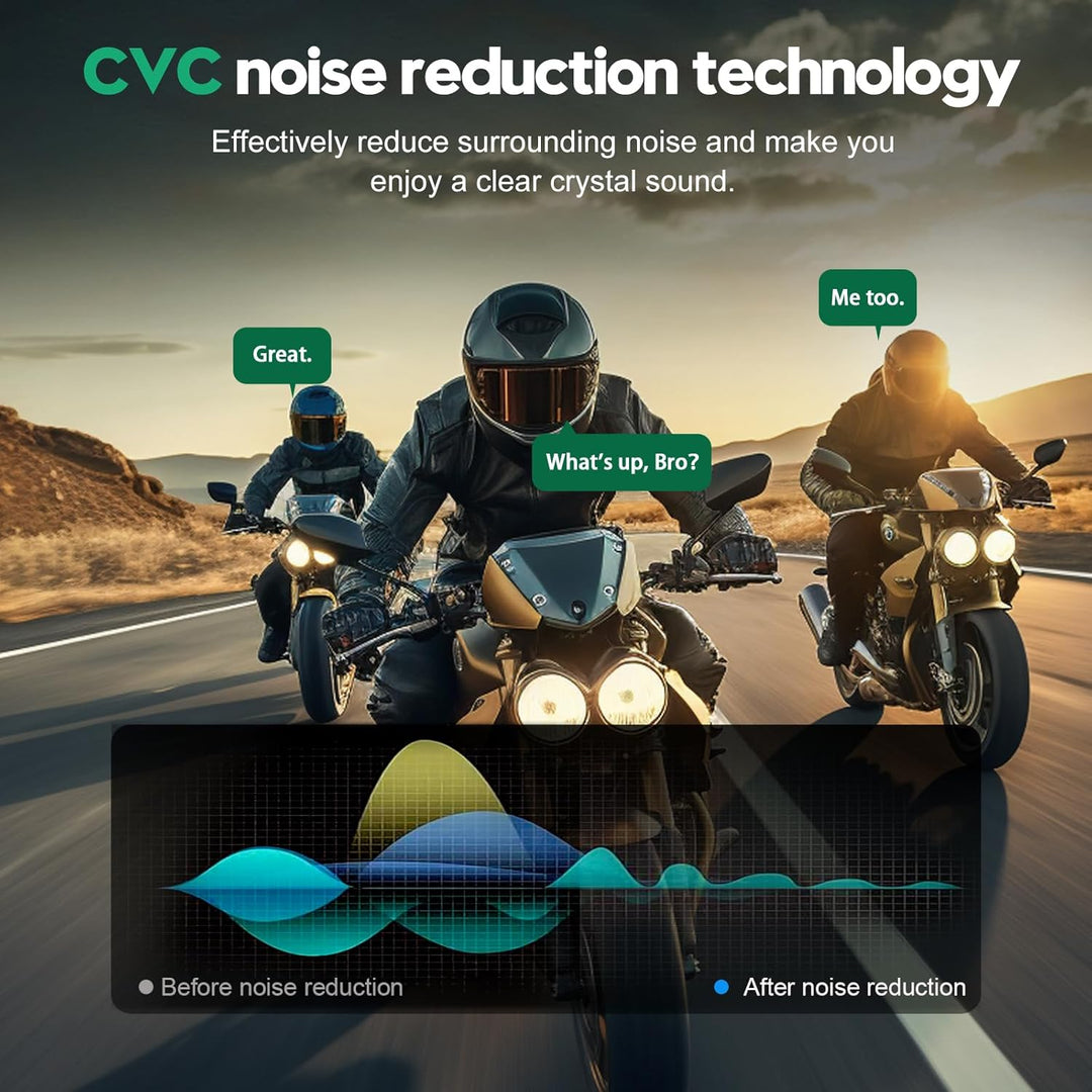 EJEAS Q8 Mesh Motorrad Bluetooth Headset, Helm Intercom für bis zu 6 Motorradfahrer Kommunikationssy