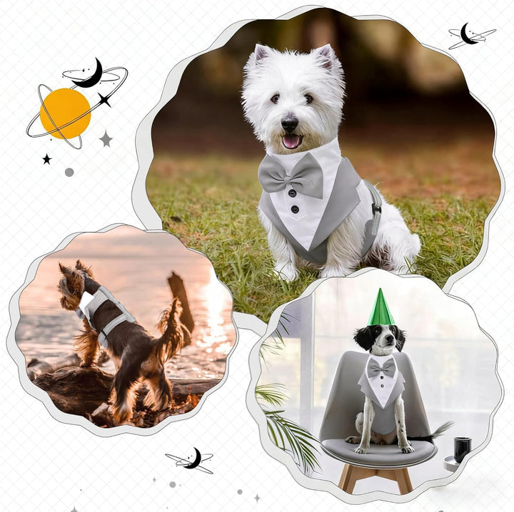Smoking Hundegeschirr, Hundeweste ohne Ziehen, formelles Welpengeschirr mit Fliege für Hochzeit, atm