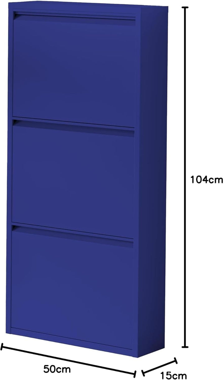 [en.casa] Schuhschrank Sokndal Schuhkipper mit 3 Klappen Metall Schuhkommode für 6 Paar Schuhe 104 x