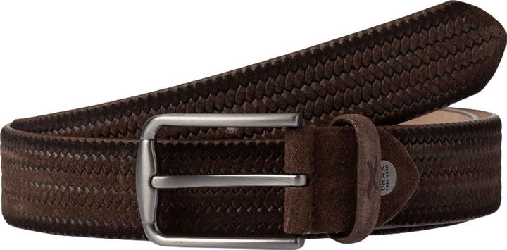 BRAX Herren Haka Gürtel Ledergürtel - Fischgrat Geprägt Gürtel 100 Brown, 100 Brown