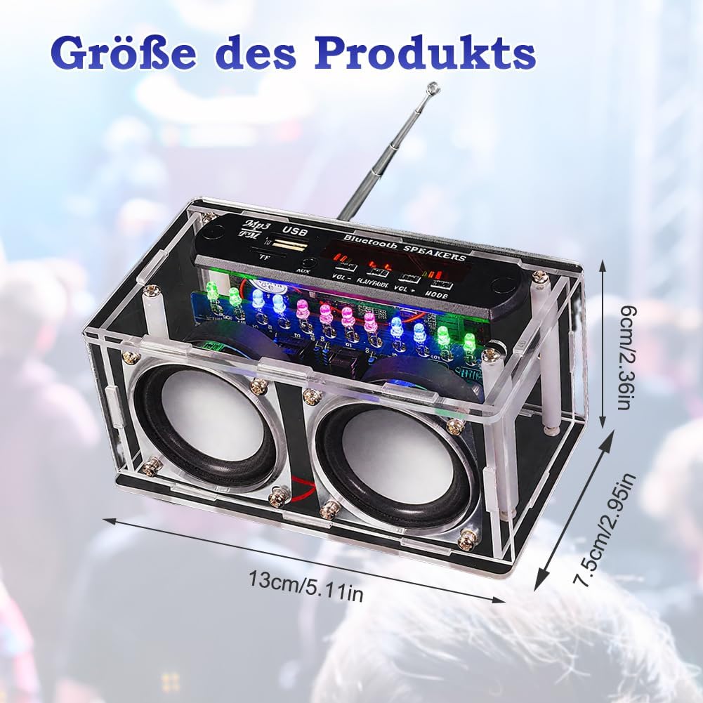 Elektronik Lötbausätze Set - Bluetooth Lautsprecher Bausatz mit FM Radio & Sprachaufnahme, Musikspie