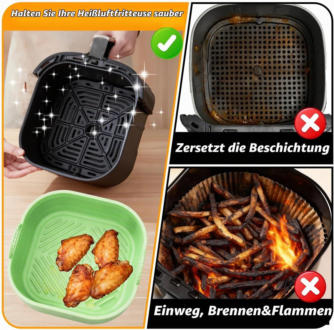 Silikonform für Heissluftfritteuse Zubehör | Air Fryer Liners Wiederverwendbar anstelle Airfryer Bac
