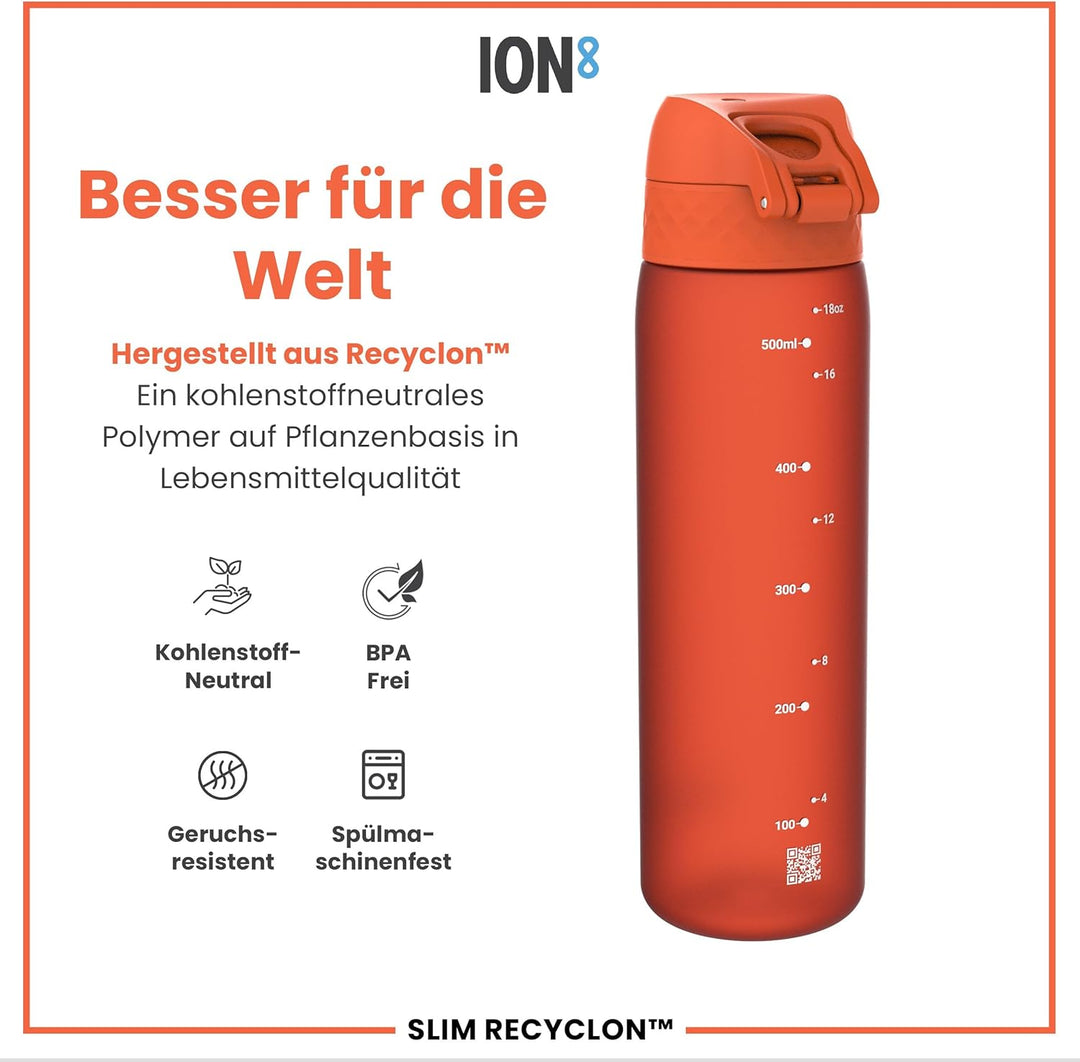 ION8 Trinkflasche, Auslaufsicher, Einhandöffnung, Sichere Verriegelung, Spülmaschinenfest, BPA-frei,